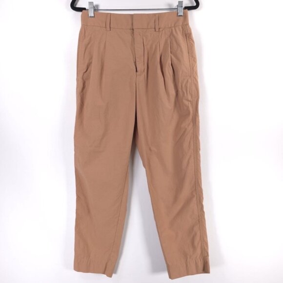 EVERLANE High Rise Straight Leg Casual Pants Pleated Belt Loops Cotton Size 4 - Picture 1 of 11